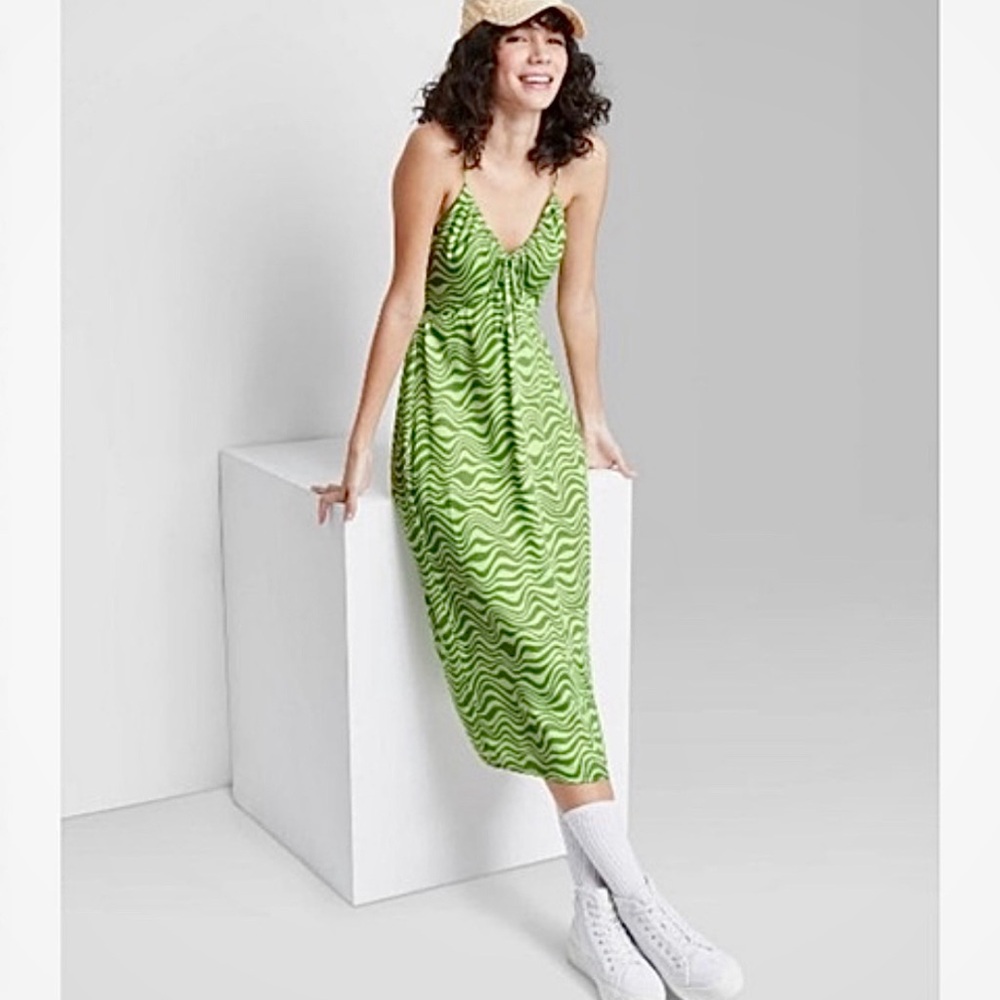 Wild Fable, Green Zebra Print, Long Summer Dress, Open Back